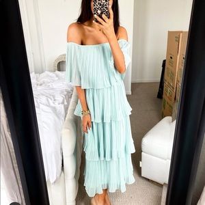 Light blue/green off the shoulder maxi dress